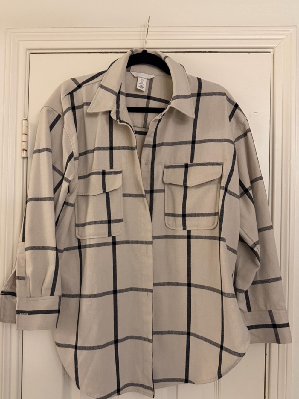 H&M Cream with Black Windowpane Shacket — Size Medium